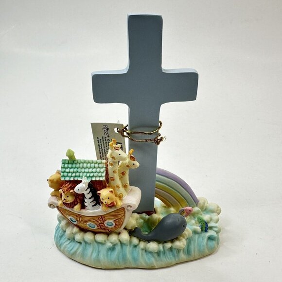 Russ Berrie Baby Notes From Noah Figurine Religious Ark Cross Animals Rainbow - Picture 1 of 9